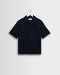 Clayland - Navy Textured Waffle Short-Sleeve Shirt