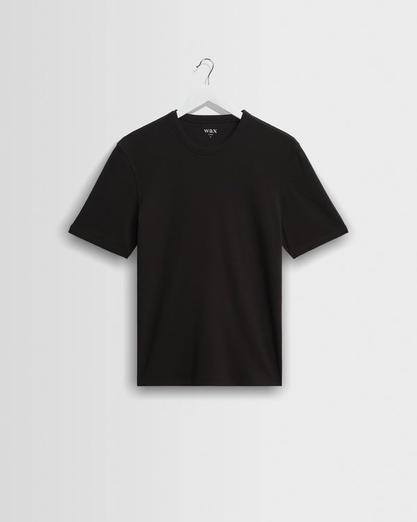 wax london men's Cole - Black Ribbed Cotton Slim-Fit T-Shirt
