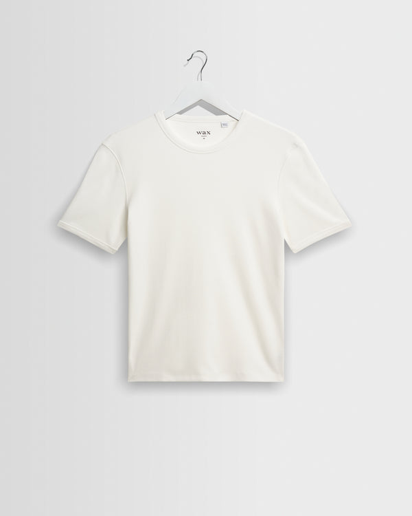 wax london men's Cole - Off White Ribbed Cotton Slim-Fit T-Shirt