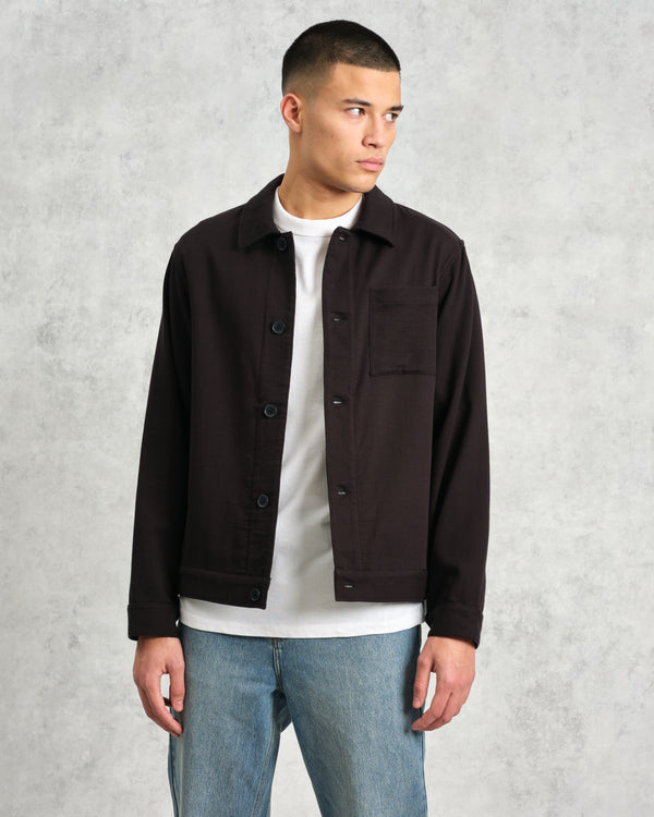 wax london Coleman - Black Double Weave Cotton Jacket