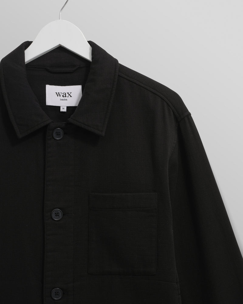 wax london Coleman - Black Double Weave Cotton Jacket