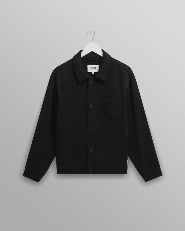 wax london Coleman - Black Double Weave Cotton Jacket