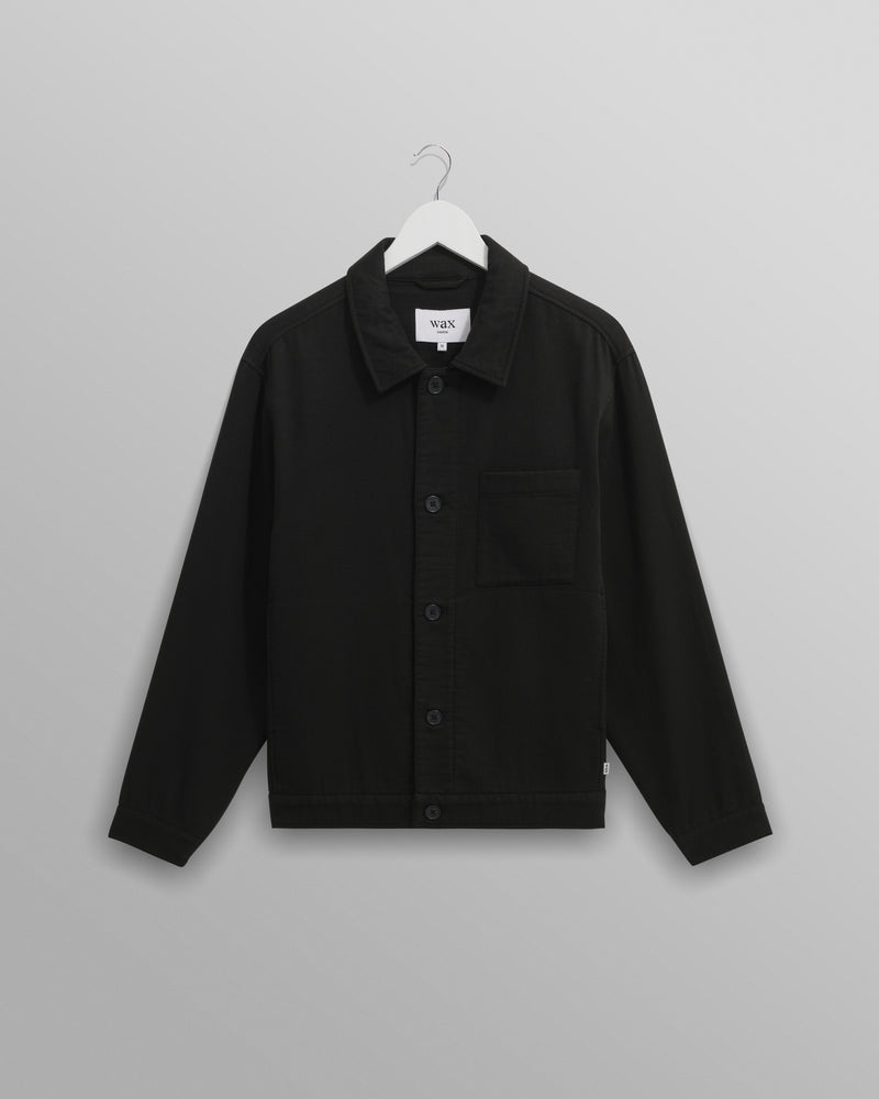 wax london Coleman - Black Double Weave Cotton Jacket