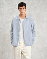 wax london Corey - Blue And White Twisted Stripe Cotton Shirt