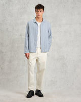 wax london Corey - Blue And White Twisted Stripe Cotton Shirt