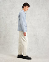 wax london Corey - Blue And White Twisted Stripe Cotton Shirt