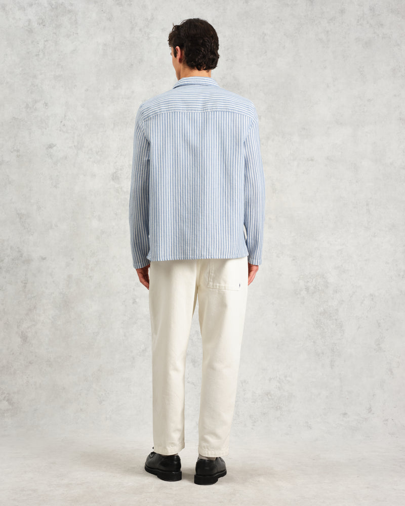 wax london Corey - Blue And White Twisted Stripe Cotton Shirt