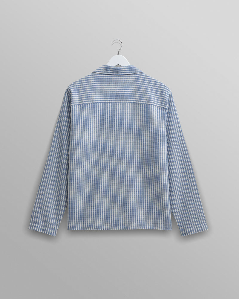 wax london Corey - Blue And White Twisted Stripe Cotton Shirt