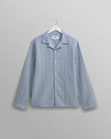 wax london Corey - Blue And White Twisted Stripe Cotton Shirt