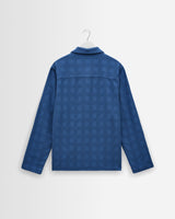 wax london men's Corey - Blue Dobby Check Cotton Shirt