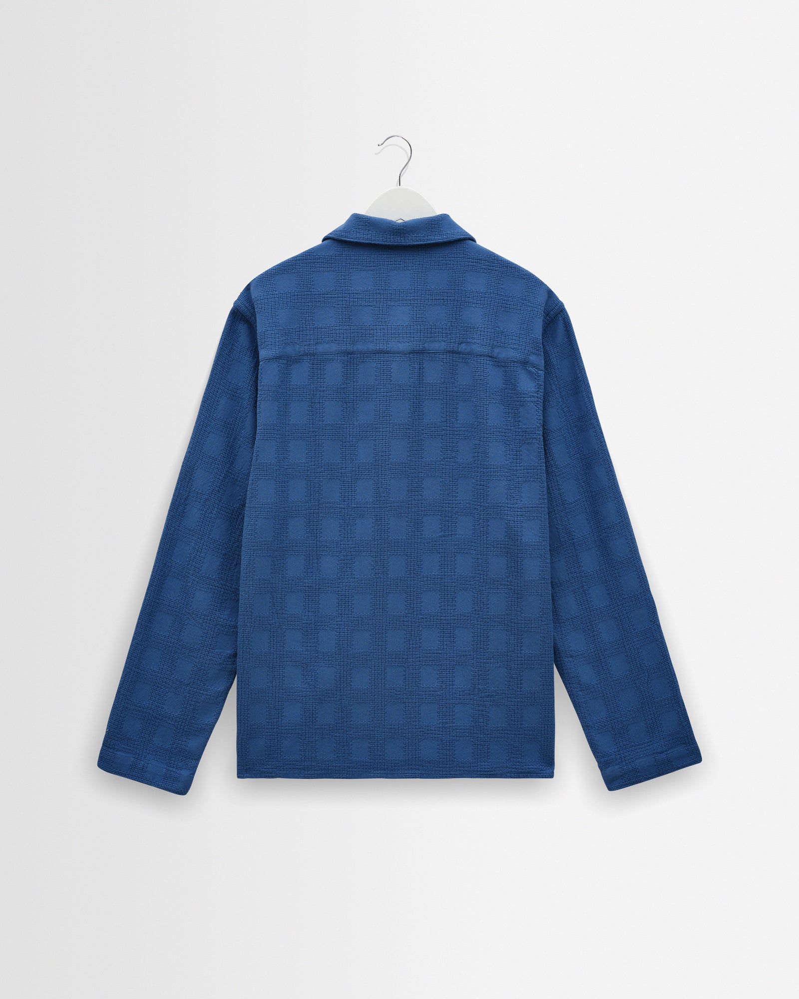 Men's Blue Dobby Check Cotton Shirt | Wax London