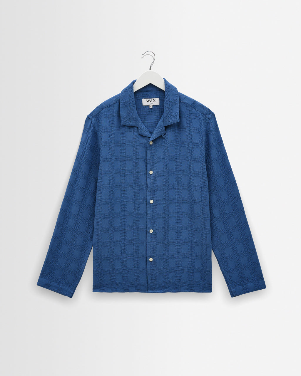 Men's Blue Dobby Check Cotton Shirt | Wax London