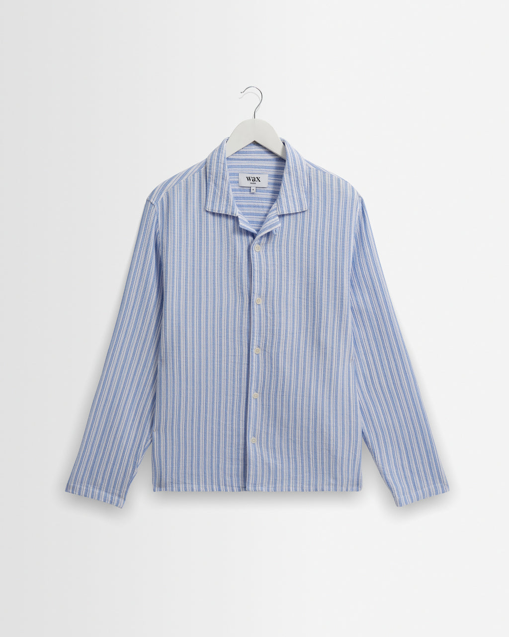 Men's Bright Blue Cotton Twisted Stripe Shirt | Wax London