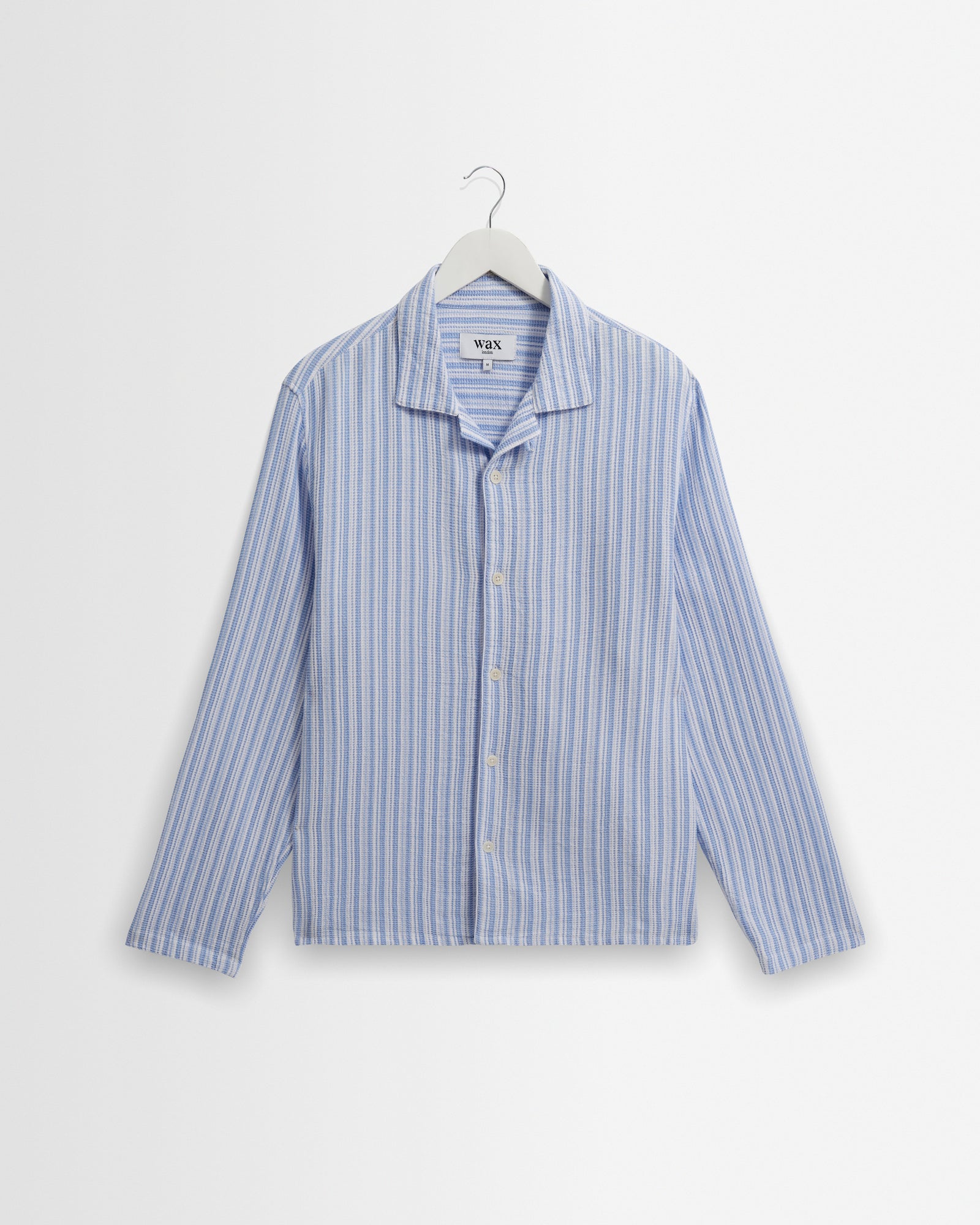 Men's Bright Blue Cotton Twisted Stripe Shirt | Wax London