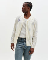 Corey - Ecru And Blue Doodle Cotton-Seersucker Shirt