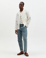 Corey - Ecru And Blue Doodle Cotton-Seersucker Shirt