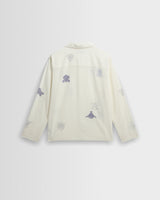 Corey - Ecru And Blue Doodle Cotton-Seersucker Shirt