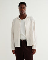 wax london men's Corey - Natural Cotton Twisted Stripe Shirt