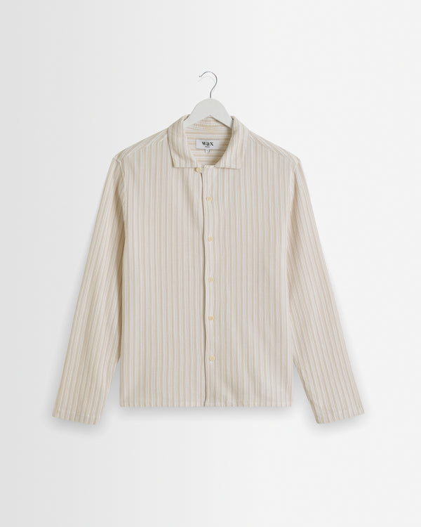wax london men's Corey - Natural Cotton Twisted Stripe Shirt