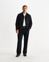 wax london men's Corey - Navy And Multicolour Check Corduroy Shirt