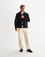 wax london men's Corey - Navy Seersucker Corduroy Shirt