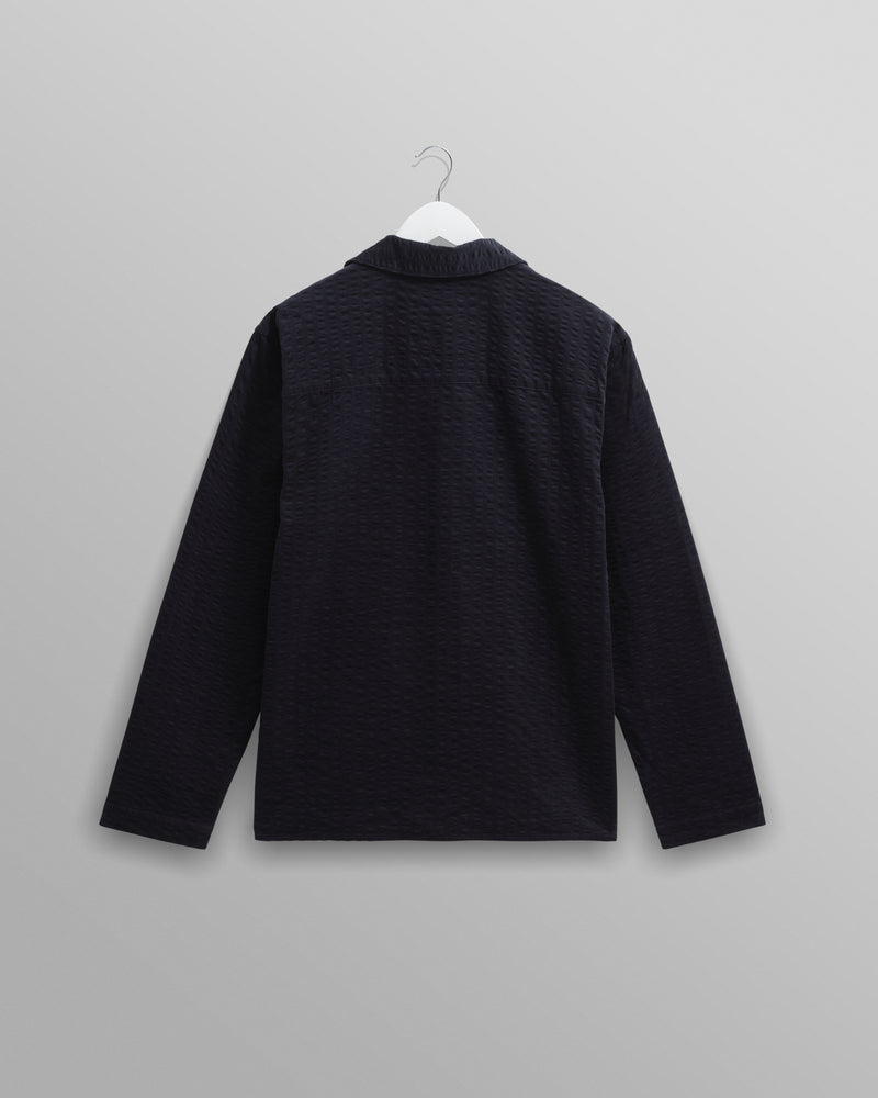 wax london men's Corey - Navy Seersucker Corduroy Shirt