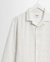 wax london men's Corey - Off White Dobby Check Cotton Shirt