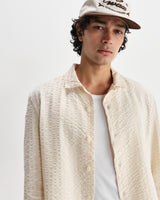 wax london men's Corey - Stone Seersucker Corduroy Shirt