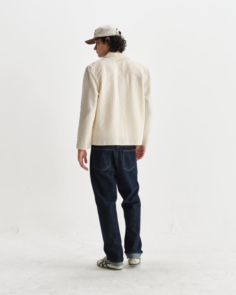 wax london men's Corey - Stone Seersucker Corduroy Shirt
