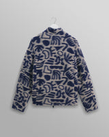 wax london Cozi - Ecru And Navy Squiggle Fleece Jacket