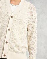 wax london Crosby - Ecru Pointelle Cotton Cardigan