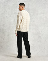 wax london Crosby - Ecru Pointelle Cotton Cardigan