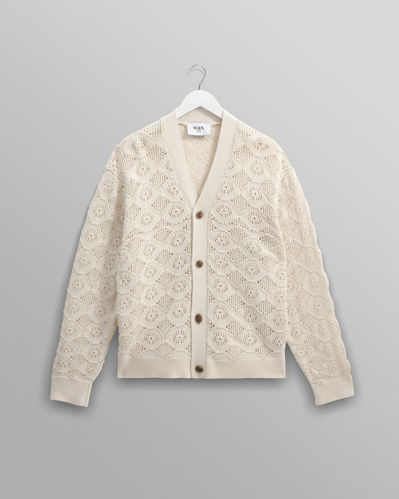 wax london Crosby - Ecru Pointelle Cotton Cardigan