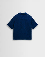 Curzon - Blue Jacquard Viscose Short-Sleeve Shirt