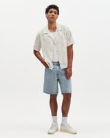Curzon - Ecru Jacquard Viscose Short-Sleeve Shirt