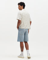 Curzon - Ecru Jacquard Viscose Short-Sleeve Shirt