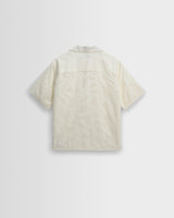 Curzon - Ecru Jacquard Viscose Short-Sleeve Shirt