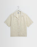 Curzon - Ecru Jacquard Viscose Short-Sleeve Shirt