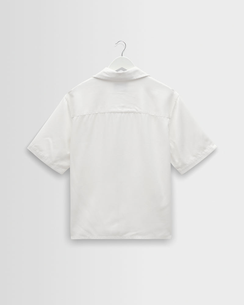Men's Off White Lyocell Twill Short-Sleeve Shirt | Wax London