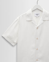 wax london men's Curzon - Off White Lyocell Twill Short-Sleeve Shirt