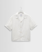 wax london men's Curzon - Off White Lyocell Twill Short-Sleeve Shirt