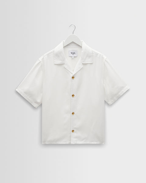 Curzon - Off White Lyocell Twill Short-Sleeve Shirt
