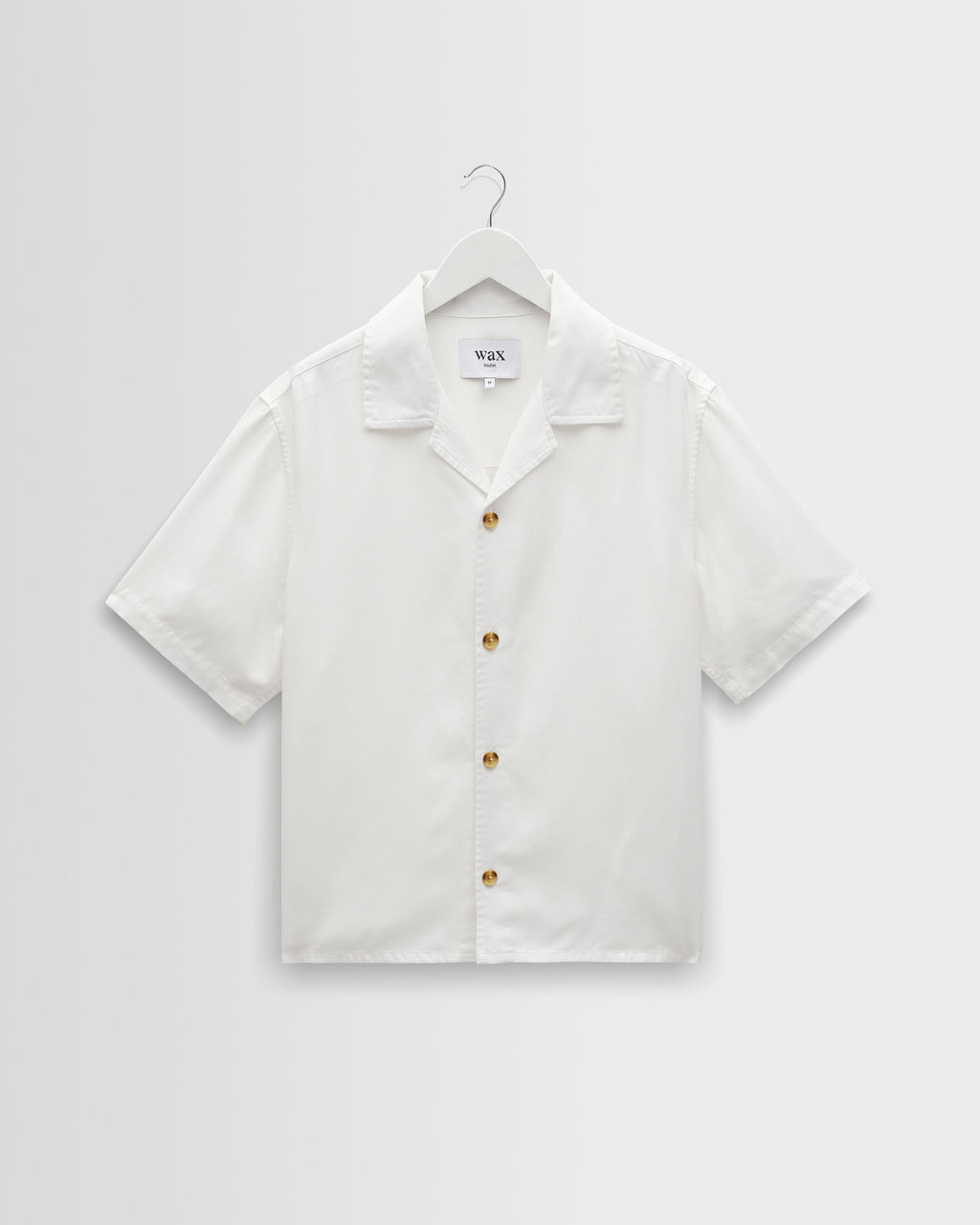 Men's Off White Lyocell Twill Short-Sleeve Shirt | Wax London