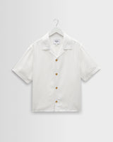 wax london men's Curzon - Off White Lyocell Twill Short-Sleeve Shirt