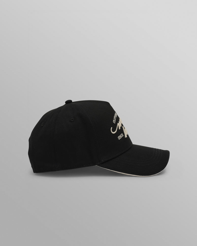 wax london men's Dale - Black Script Trucker Cap