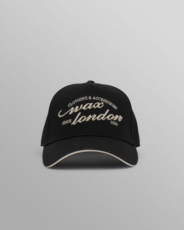 wax london men's Dale - Black Script Trucker Cap