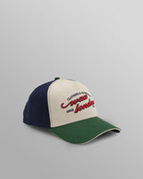 wax london men's Dale - Ecru And Multicolour Script Trucker Cap