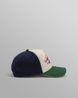 wax london men's Dale - Ecru And Multicolour Script Trucker Cap