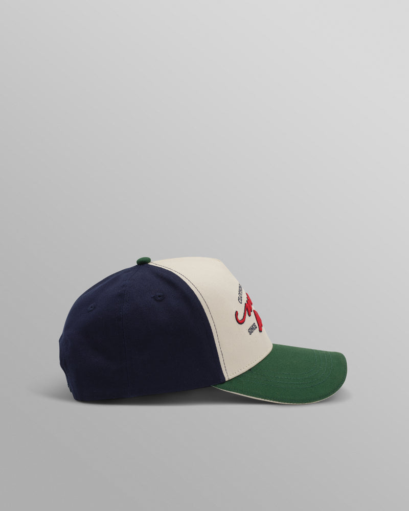 wax london men's Dale - Ecru And Multicolour Script Trucker Cap
