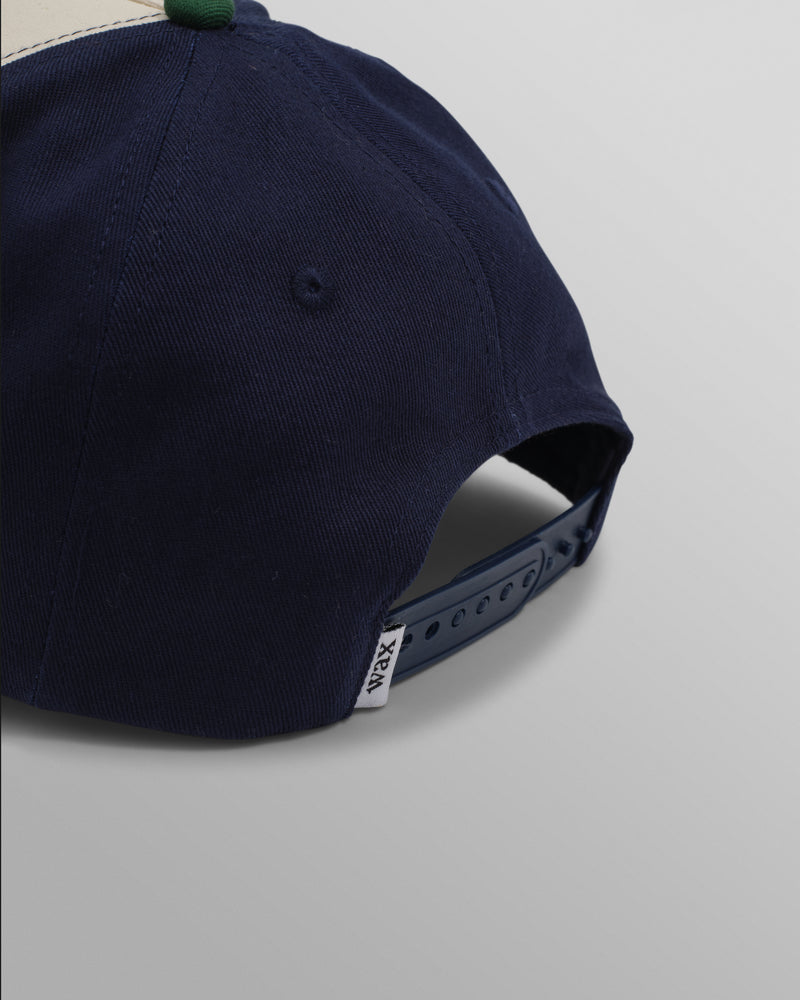 wax london men's Dale - Ecru And Multicolour Script Trucker Cap